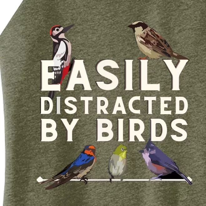 Easily Distracted By Birds Funny Bird Lover & Birdwatching Women’s Perfect Tri Rocker Tank