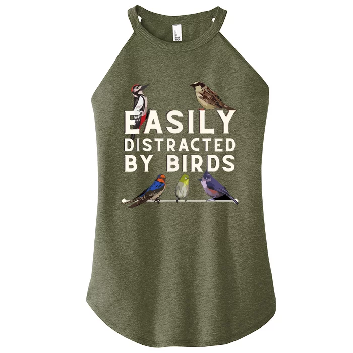 Easily Distracted By Birds Funny Bird Lover & Birdwatching Women’s Perfect Tri Rocker Tank