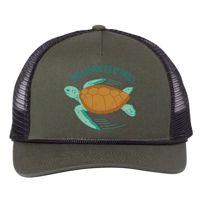 Easily Distracted By Turtles Retro Rope Trucker Hat Cap