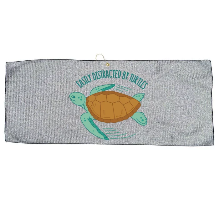 Easily Distracted By Turtles Large Microfiber Waffle Golf Towel