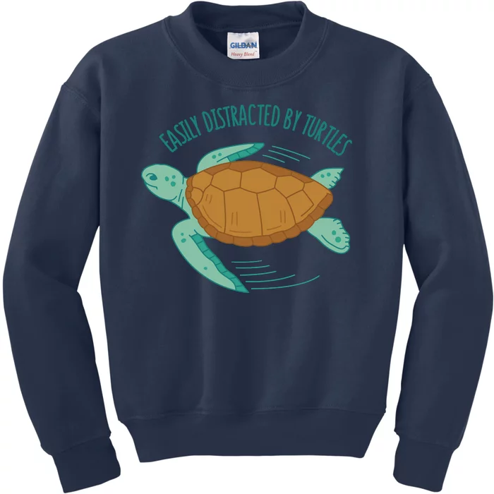 Easily Distracted By Turtles Kids Sweatshirt