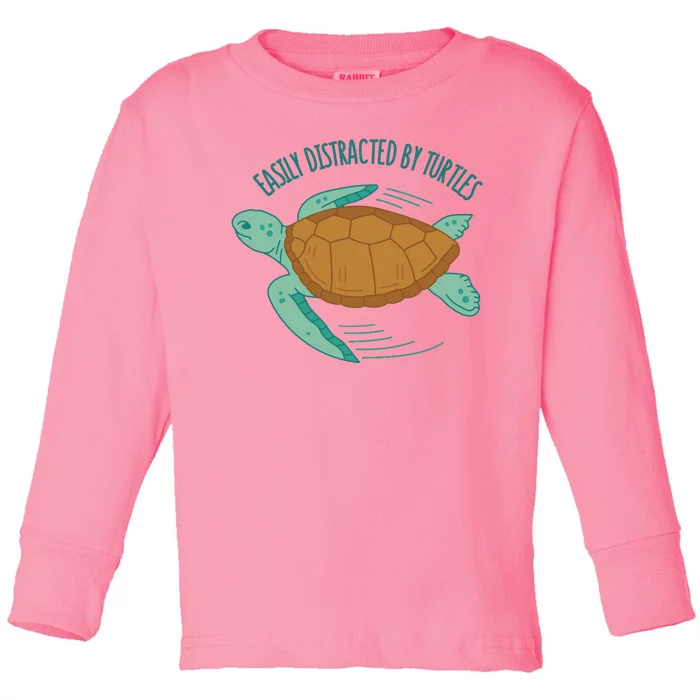 Easily Distracted By Turtles Toddler Long Sleeve Shirt