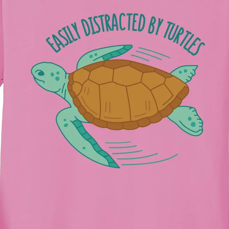 Easily Distracted By Turtles Kids Long Sleeve Shirt