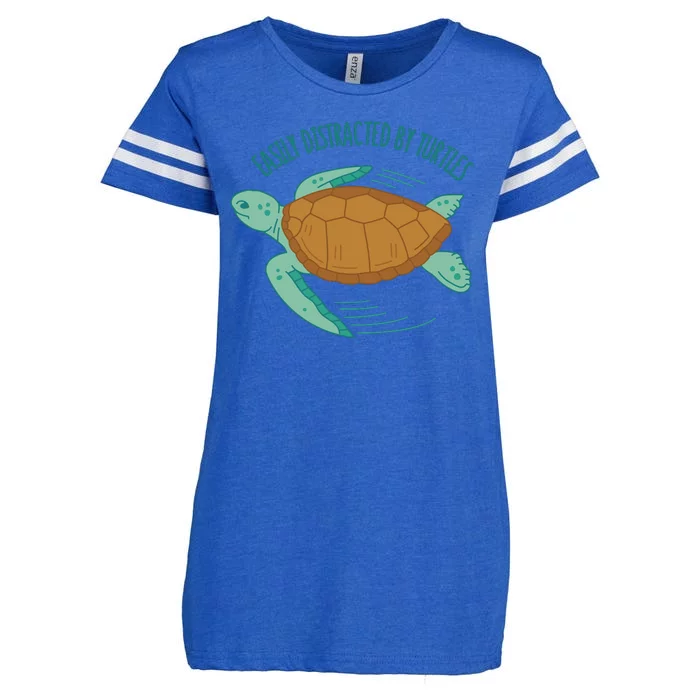 Easily Distracted By Turtles Enza Ladies Jersey Football T-Shirt