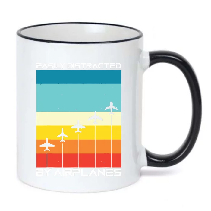 Easily Distracted By Airplanes Airplane Pilot Aircraft Black Color Changing Mug