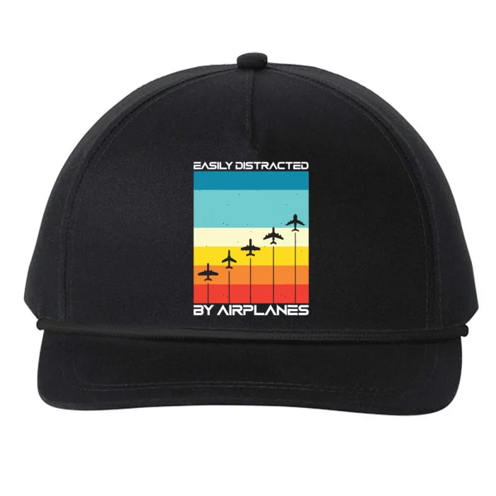 Easily Distracted By Airplanes Airplane Pilot Aircraft Snapback Five-Panel Rope Hat