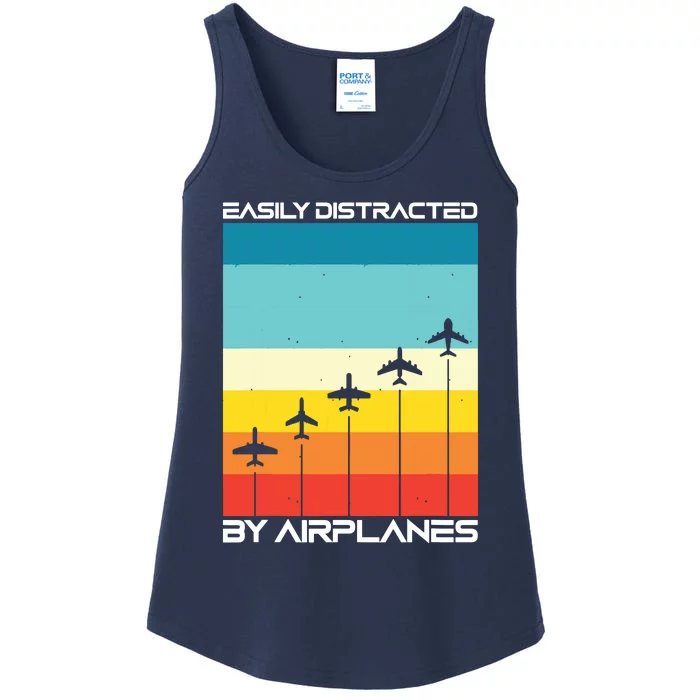 Easily Distracted By Airplanes Airplane Pilot Aircraft Ladies Essential Tank