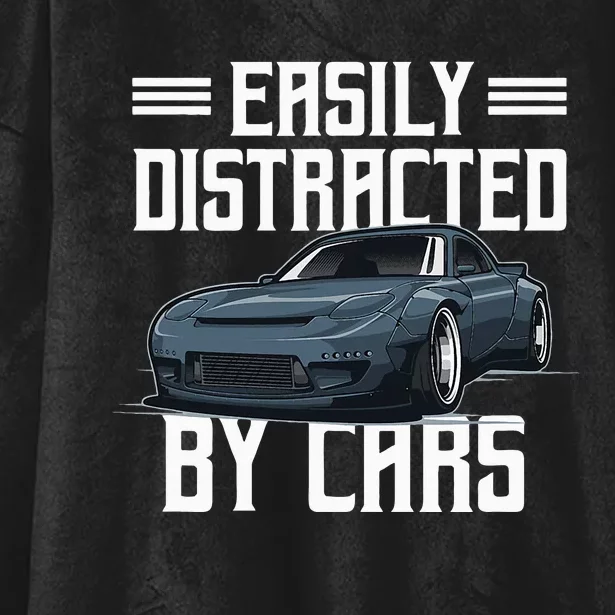 Easily Distracted By Cars Racing Cars Fans Present Hooded Wearable Blanket