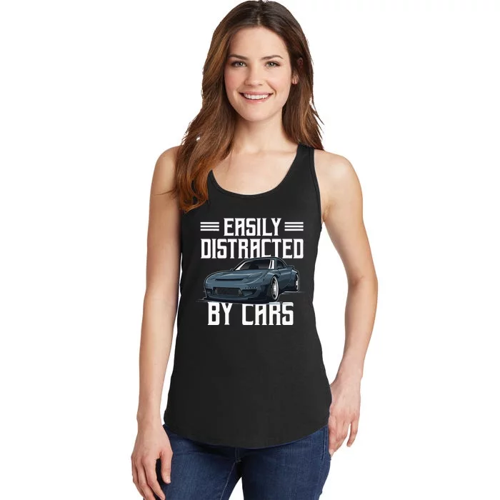 Easily Distracted By Cars Racing Cars Fans Present Ladies Essential Tank