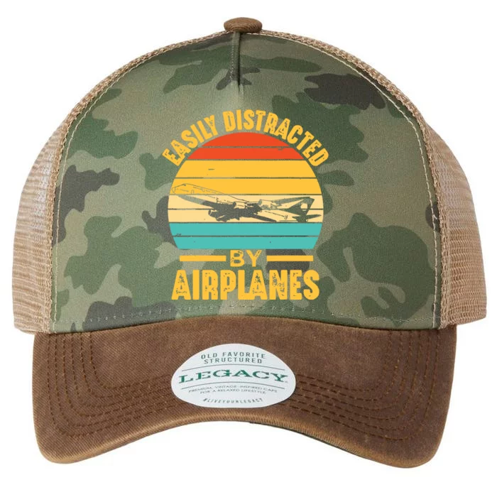 Easily Distracted By Airplanes Pilot Gifts Funny Aviation Legacy Tie Dye Trucker Hat