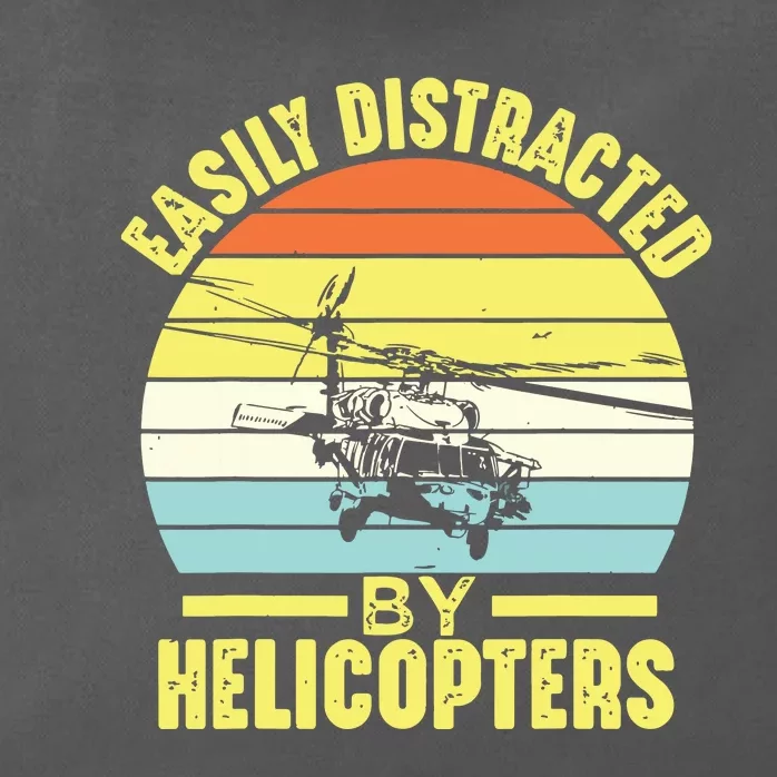 Easily Distracted By Helicopters Funny Helicopter Pilot Gift Zip Tote Bag