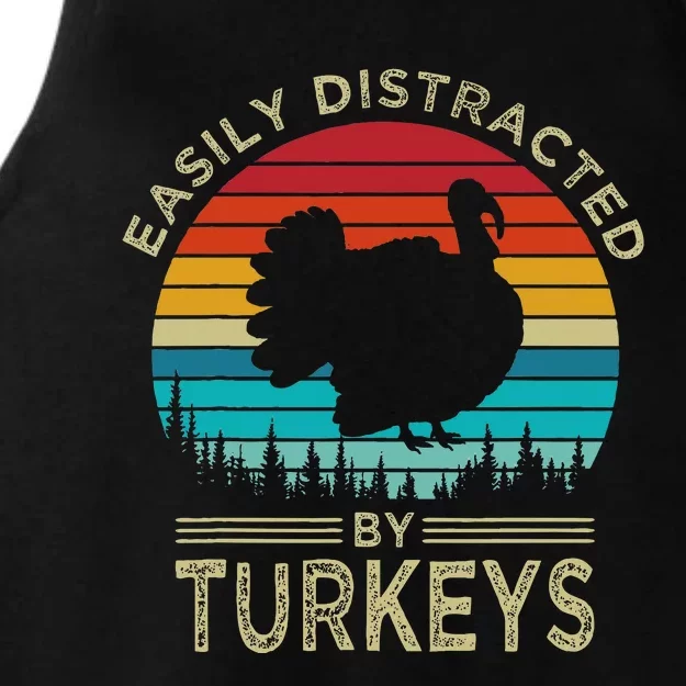 Easily Distracted By Turkeys Ladies Tri-Blend Wicking Tank