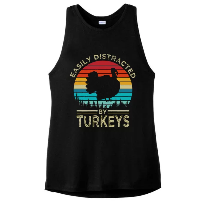 Easily Distracted By Turkeys Ladies Tri-Blend Wicking Tank