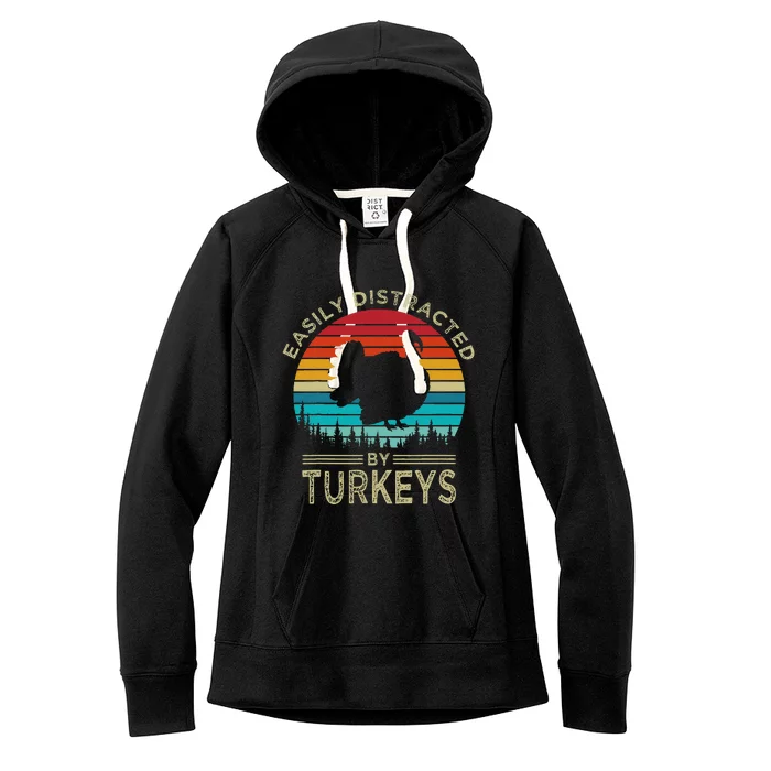 Easily Distracted By Turkeys Women's Fleece Hoodie