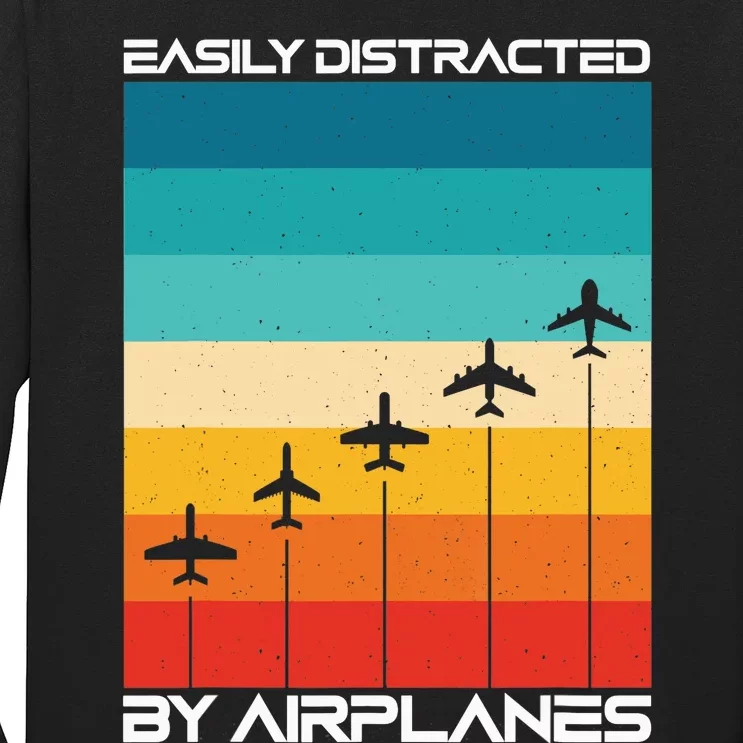 Easily Distracted By Airplanes, Airplane Pilot Aircraft Long Sleeve Shirt