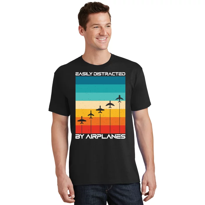 Easily Distracted By Airplanes, Airplane Pilot Aircraft T-Shirt