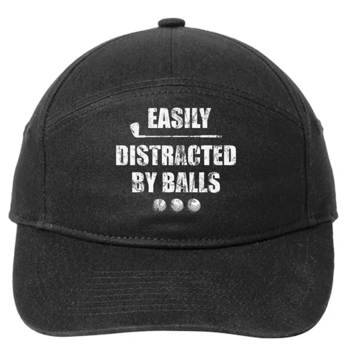 Easily Distracted By Balls Funny Golf Ball Putt 7-Panel Snapback Hat