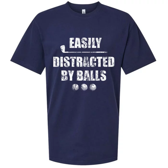 Easily Distracted By Balls Funny Golf Ball Putt Sueded Cloud Jersey T-Shirt