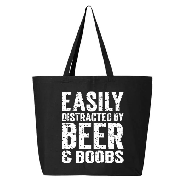 Easily Distracted By Beer And Boobs Funny Adult Humorous 25L Jumbo Tote