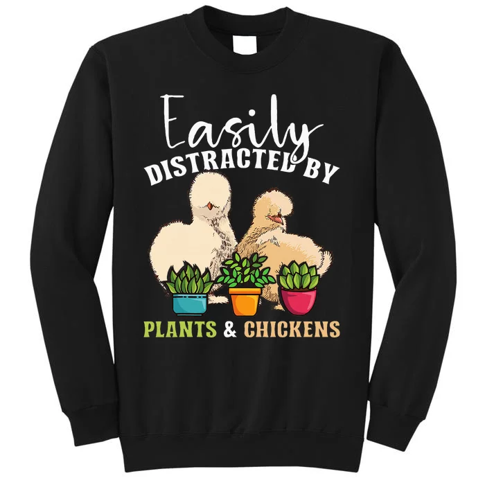 Easily Distracted By Plants & Chickens Silkie Chicken Sweatshirt