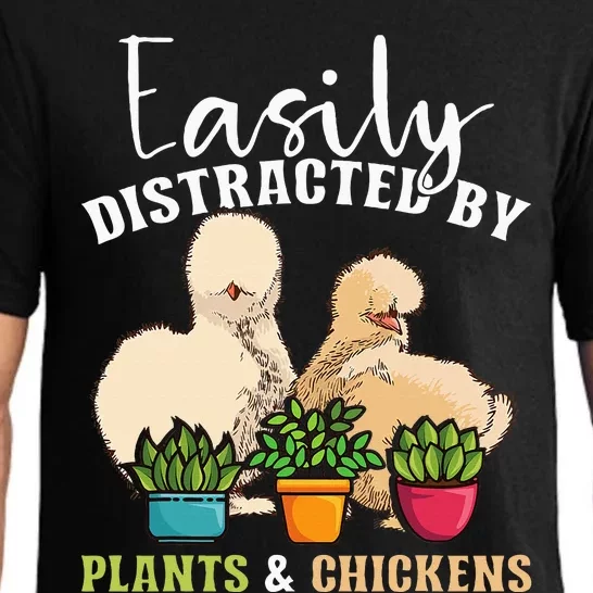 Easily Distracted By Plants & Chickens Silkie Chicken Pajama Set