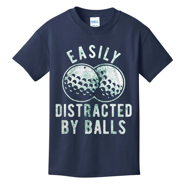 Easily Distracted By Balls Funny Golf Ball Kids T-Shirt