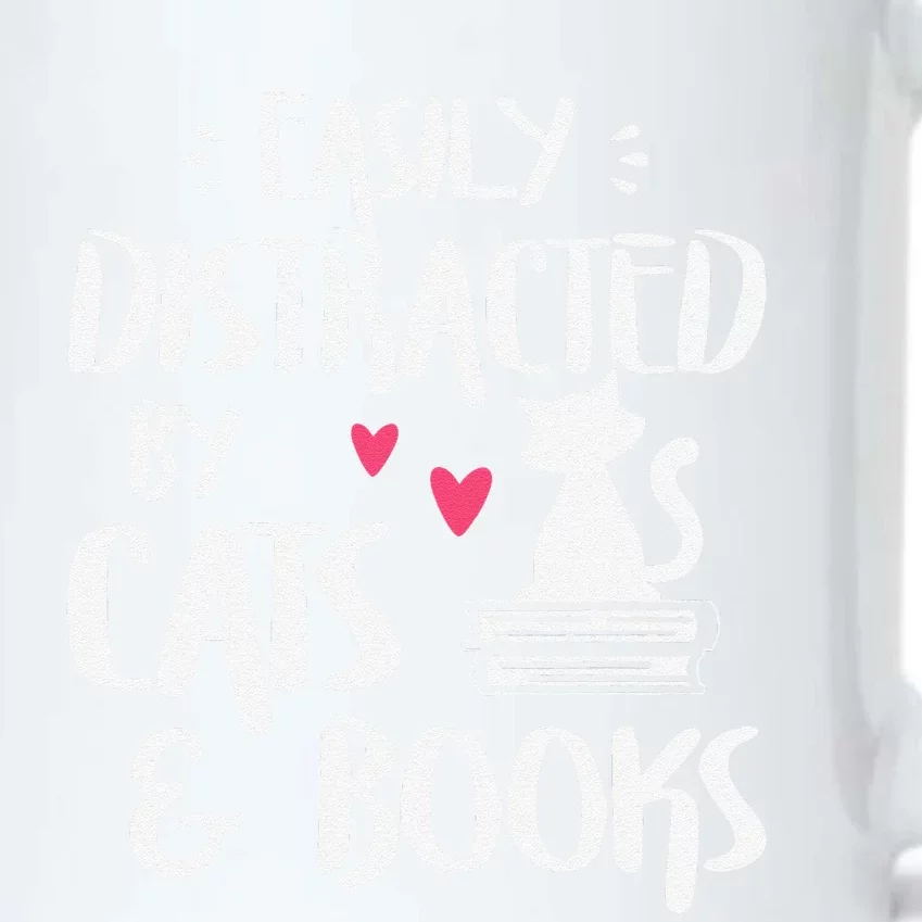 Easily Distracted By Cats And Books Cat & Book Lover Black Color Changing Mug