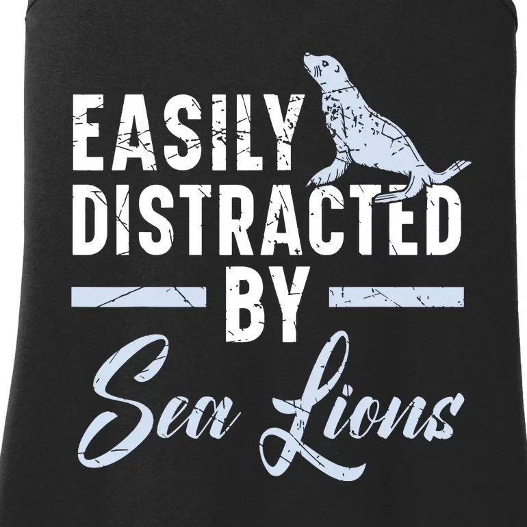 Easily Distracted By Sea Lions Animal Marine Biologist Ladies Essential Tank