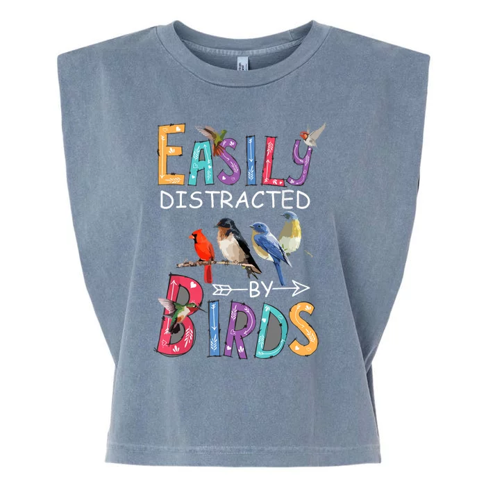 Easily Distracted By Birds Funny Bird Garment-Dyed Women's Muscle Tee