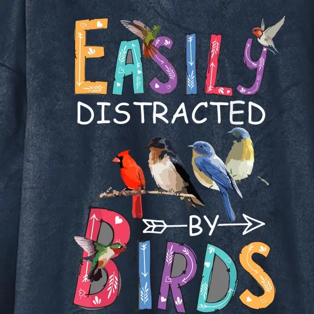 Easily Distracted By Birds Funny Bird Hooded Wearable Blanket