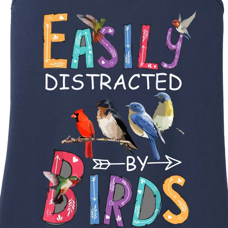 Easily Distracted By Birds Funny Bird Ladies Essential Tank