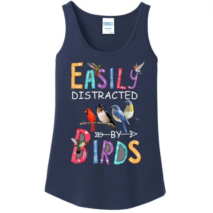 Easily Distracted By Birds Funny Bird Ladies Essential Tank