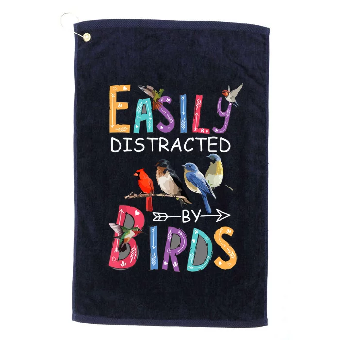 Easily Distracted By Birds Funny Bird Platinum Collection Golf Towel