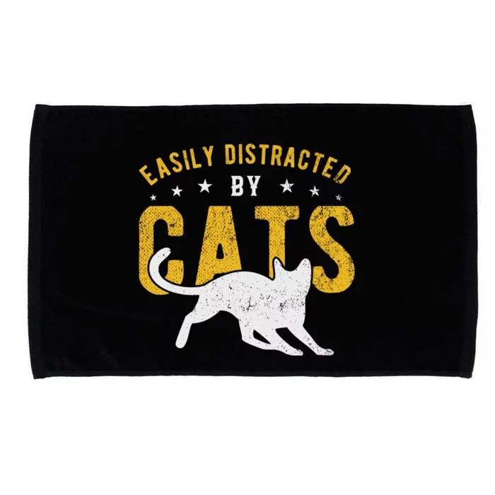 Easily Distracted By Cats Gift Microfiber Hand Towel