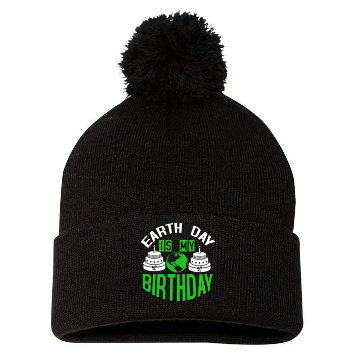 Earth Day Birthday Celebration Graphic Pom Pom 12in Knit Beanie