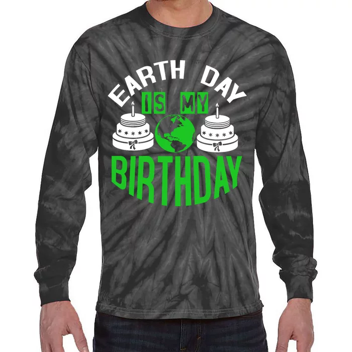 Earth Day Birthday Celebration Graphic Tie-Dye Long Sleeve Shirt