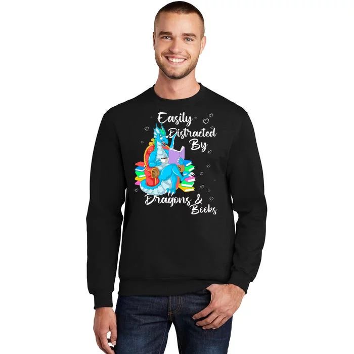 Easily Distracted By Dragons And Books Sweatshirt