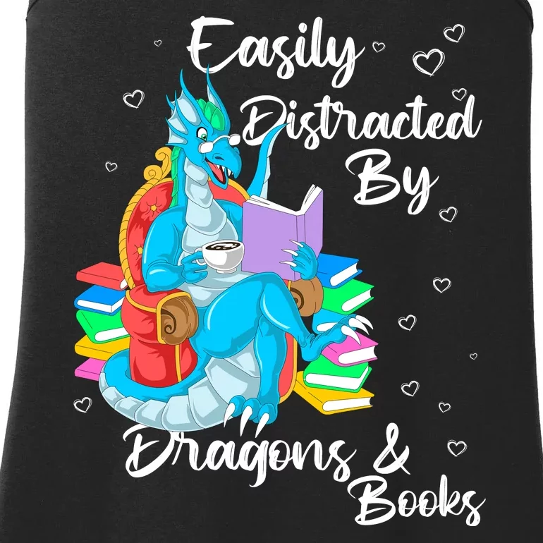 Easily Distracted By Dragons And Books Ladies Essential Tank