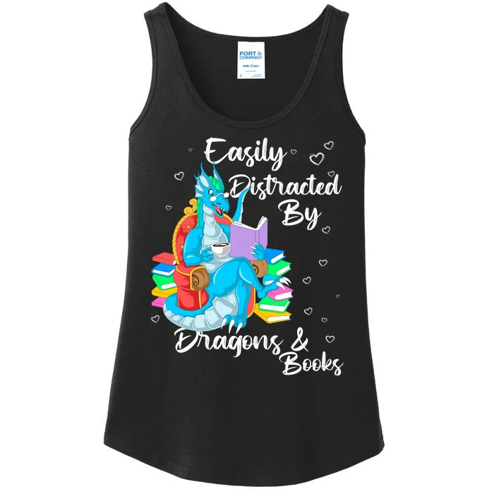 Easily Distracted By Dragons And Books Ladies Essential Tank