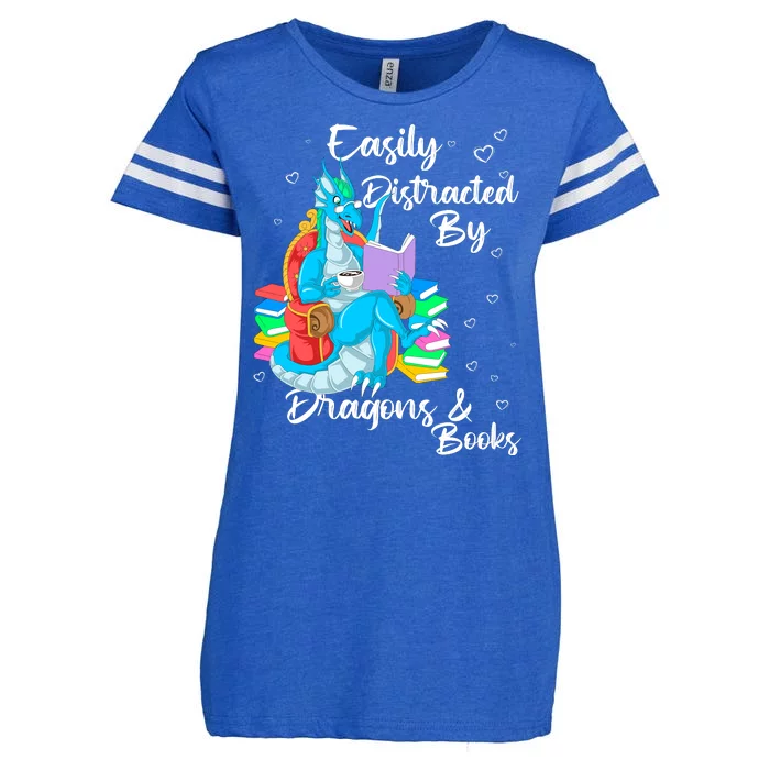 Easily Distracted By Dragons And Books Enza Ladies Jersey Football T-Shirt