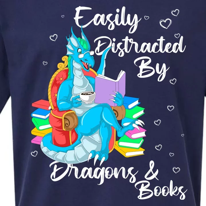 Easily Distracted By Dragons And Books Sueded Cloud Jersey T-Shirt