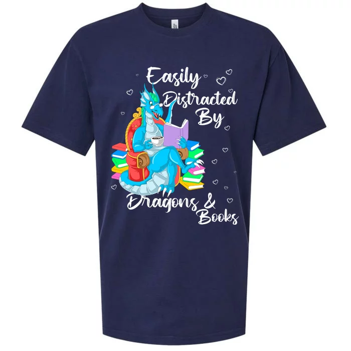 Easily Distracted By Dragons And Books Sueded Cloud Jersey T-Shirt