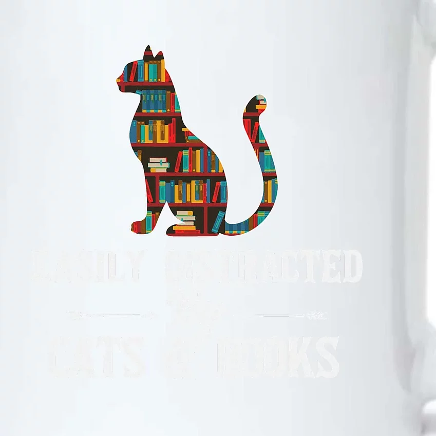 Easily Distracted by Cats and Books Cat Design Black Color Changing Mug