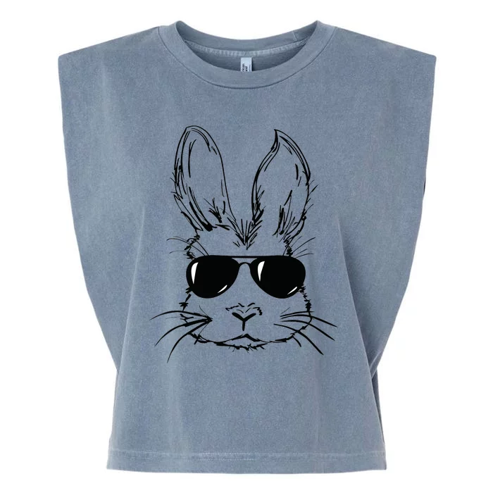 Easter Day Bunny Face With Sunglasses Easter Garment-Dyed Women's Muscle Tee