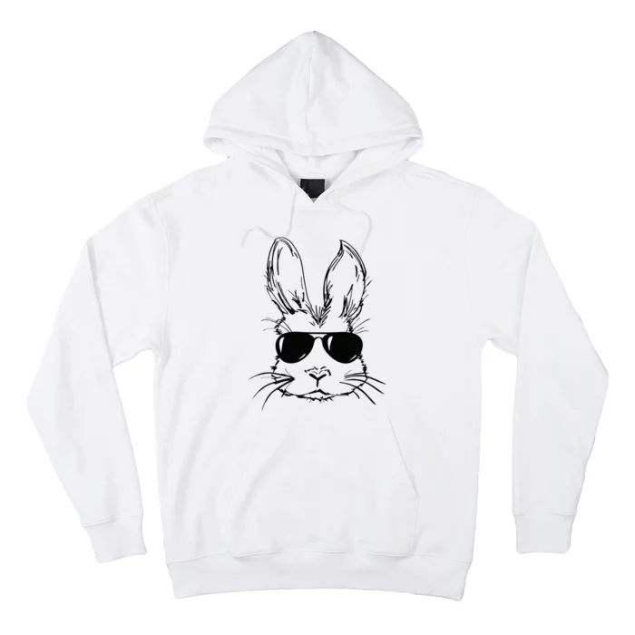 Easter Day Bunny Face With Sunglasses Easter Hoodie