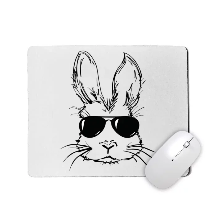 Easter Day Bunny Face With Sunglasses Easter Mousepad