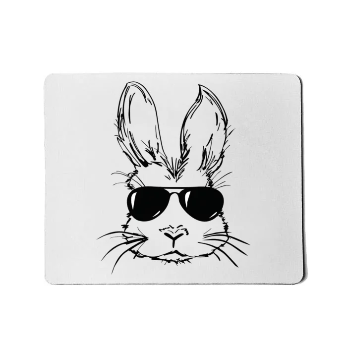 Easter Day Bunny Face With Sunglasses Easter Mousepad