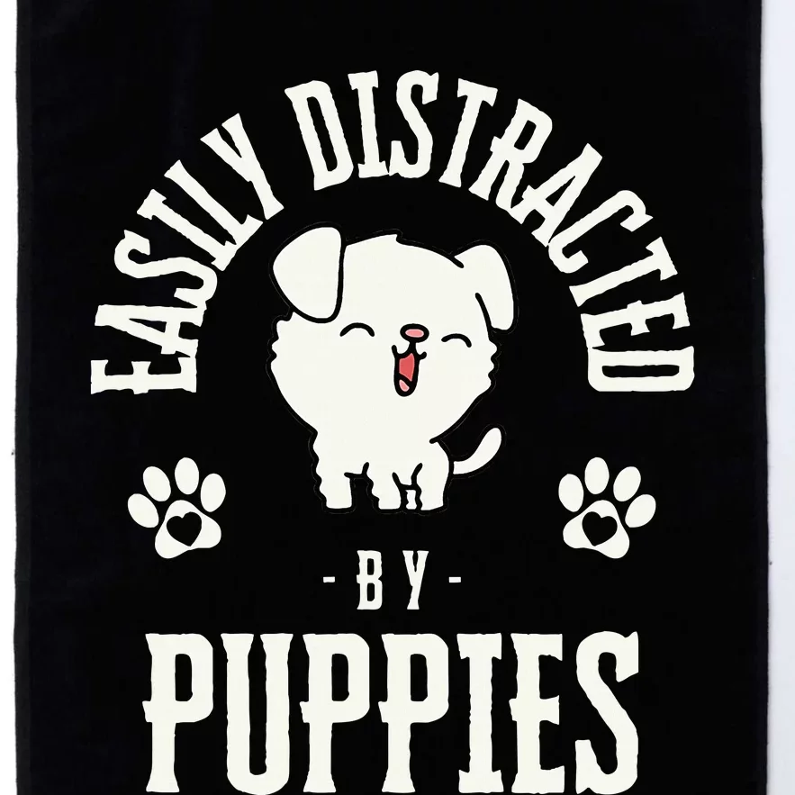 Easily Distracted by Puppies  Cute Dog Platinum Collection Golf Towel