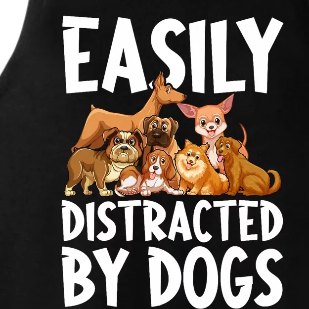 Easily Distracted By Dogs Ladies Tri-Blend Wicking Tank