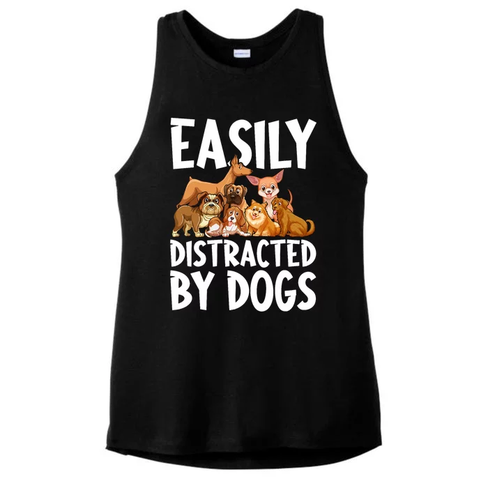 Easily Distracted By Dogs Ladies Tri-Blend Wicking Tank